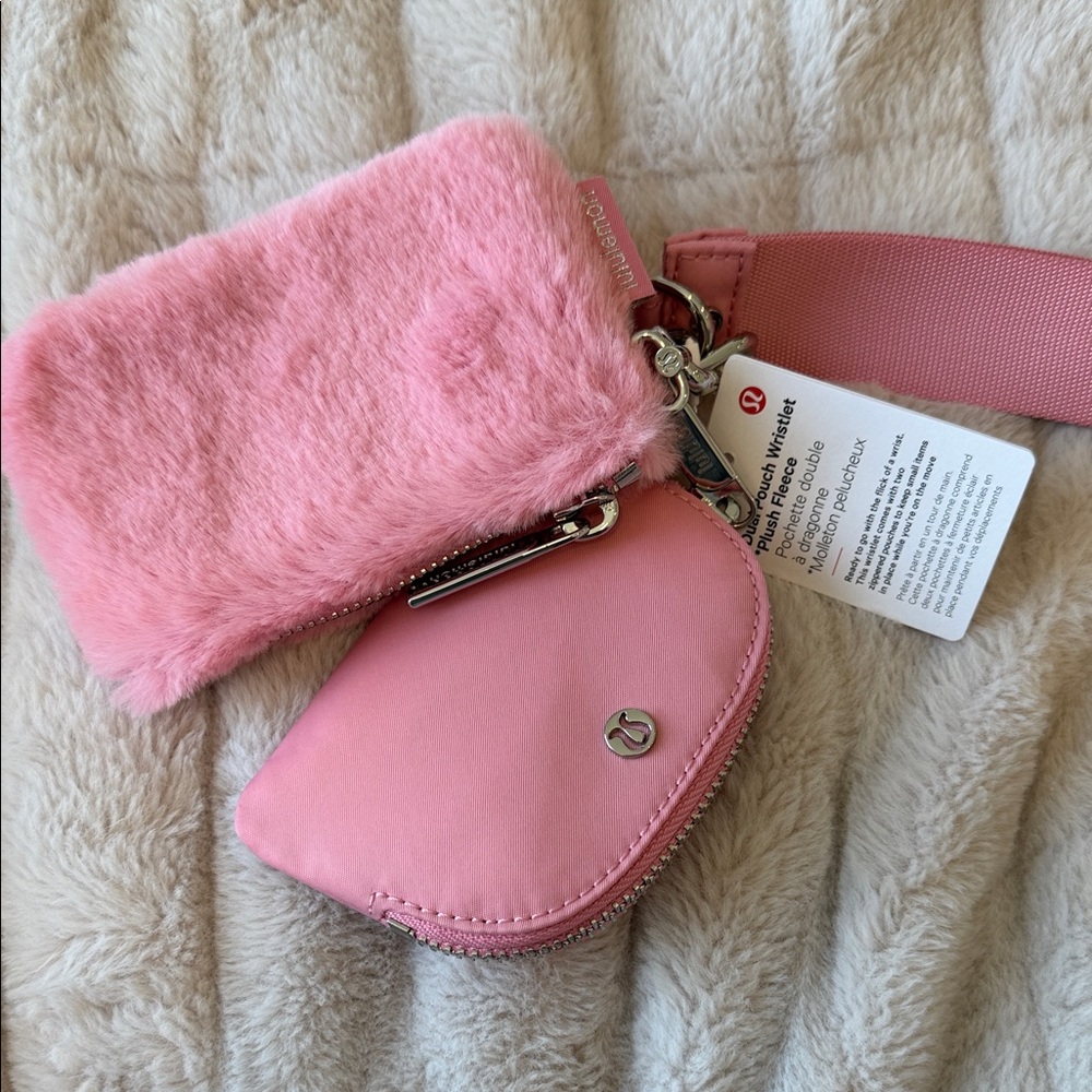 lululemon athletica Pink Key Pouch and Faux Fur Card Holder Set